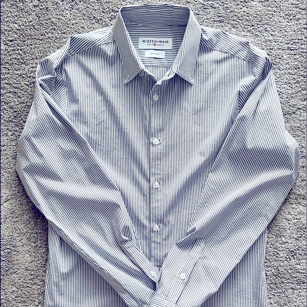 Mizzen + Main Men’s Dress Shirt Size Large Trim Fit